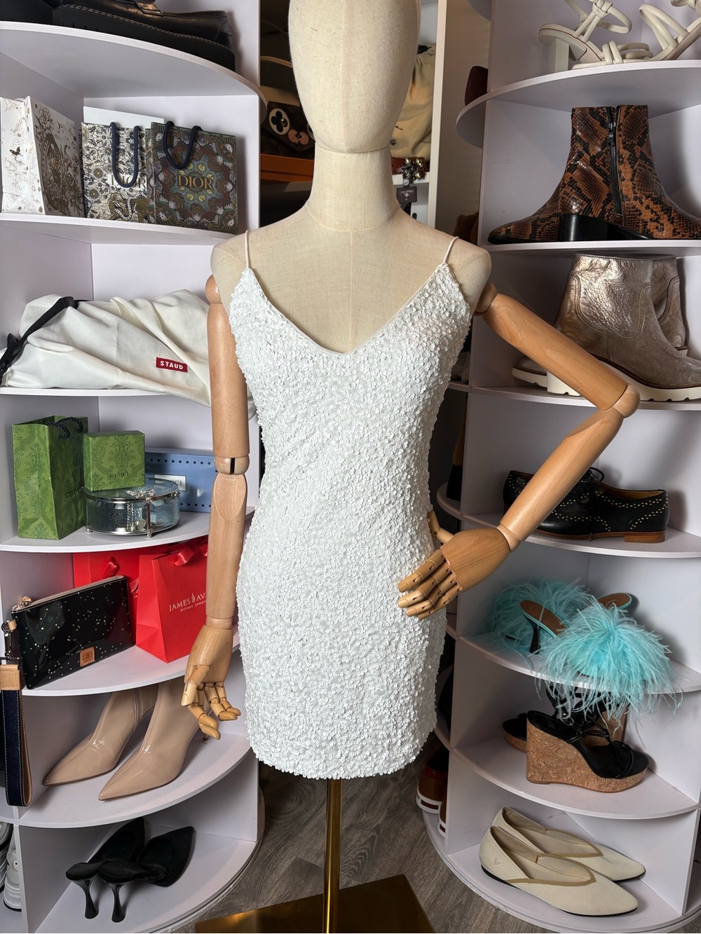 Generation Love Julius sequin v neck mini dress in white xxs nwt - Picture 4 of 7